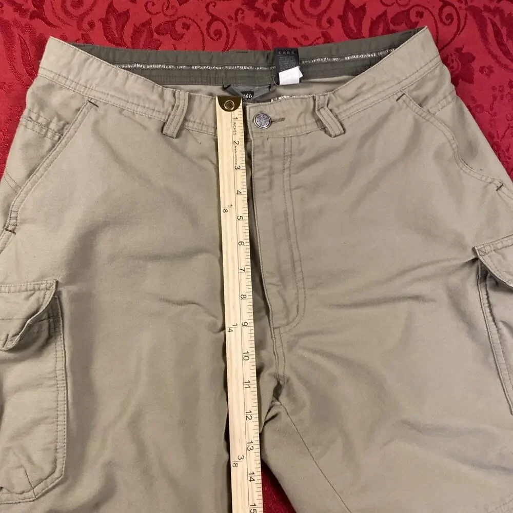 REI Cargo Shorts Brown Cotton Canvas Hiking‎ Outdoor Mens 34X10 Gorpcore - Picture 5 of 8